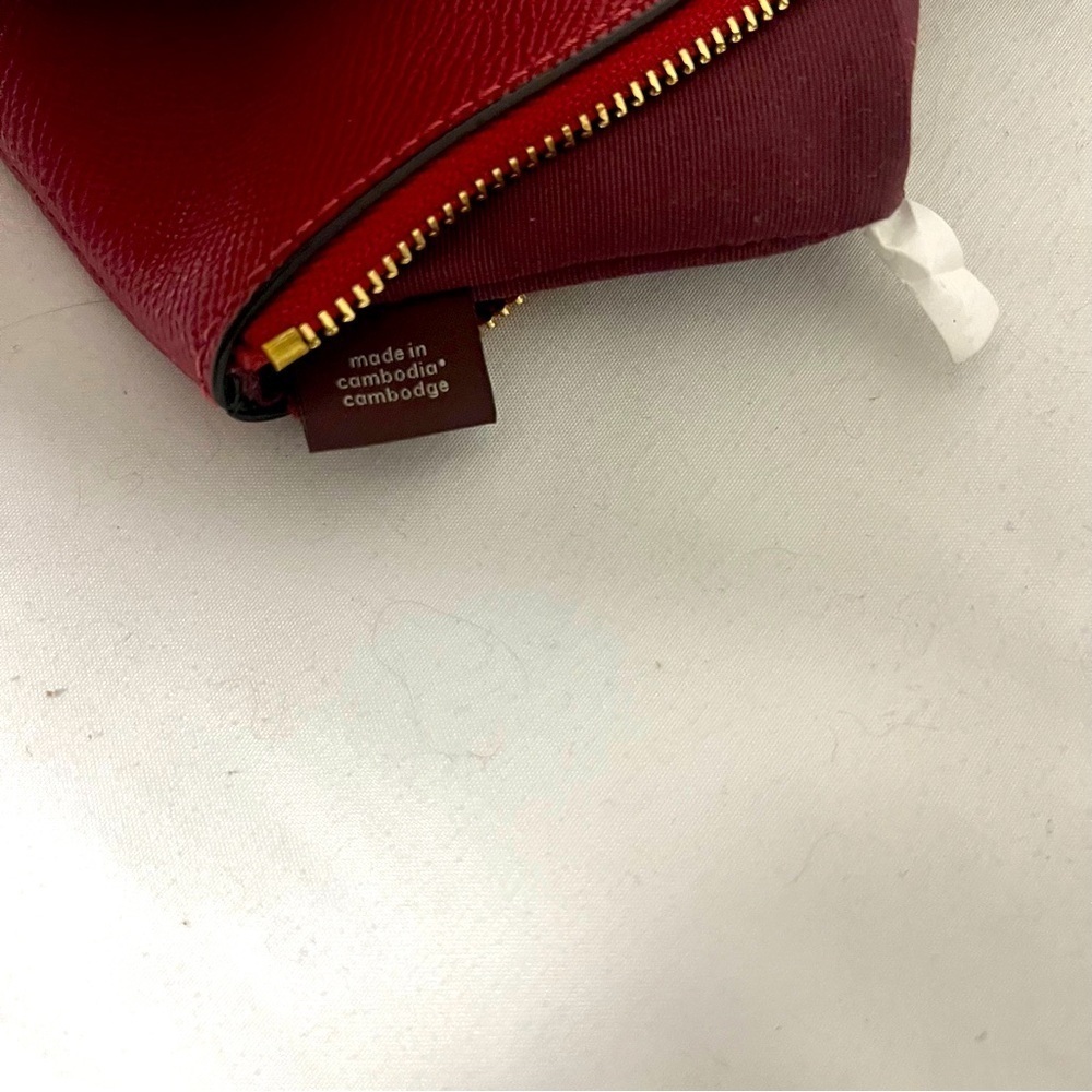 Coach Bags Coach Corner Zip Wristlet Pebble Leather 6x4 Brick Red C7943 - Picture 5 of 10